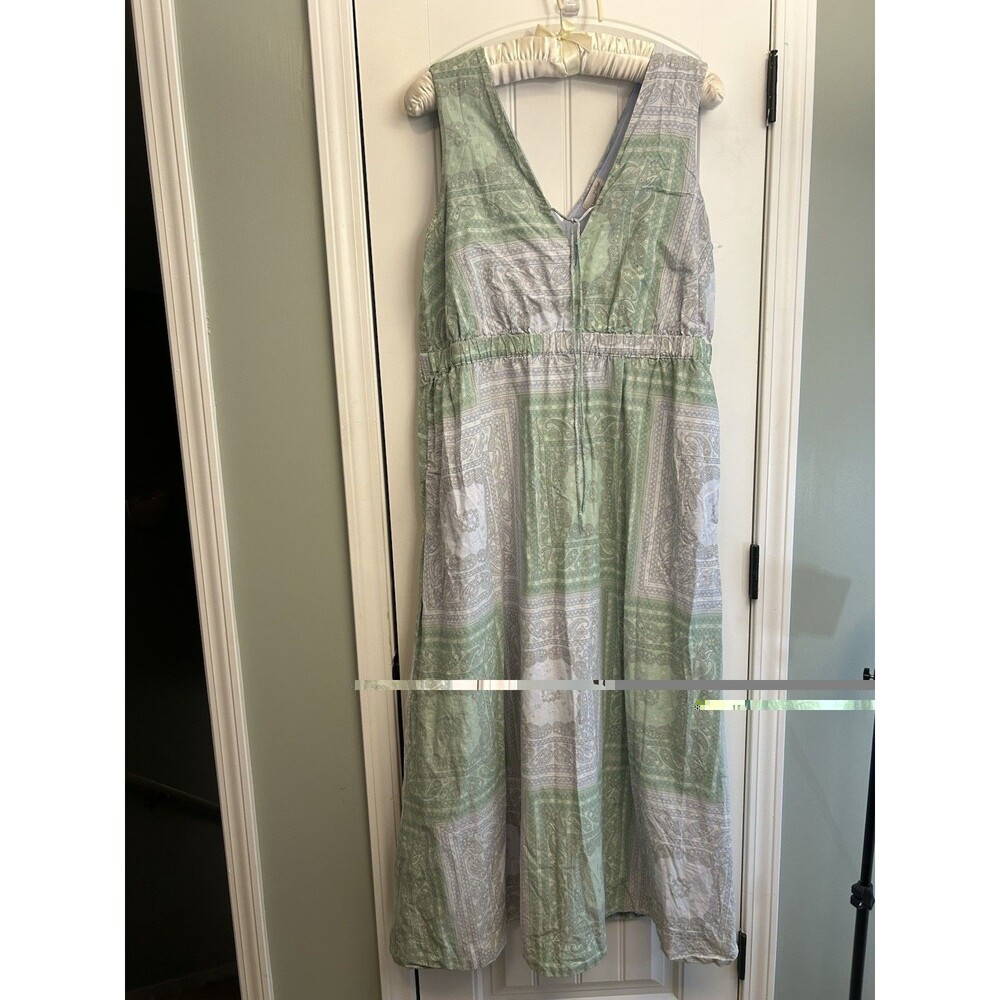 Universal Thread Women’s XL Green Paisley Bandana V Neck Boho Maxi Dress Pockets - Picture 11 of 14